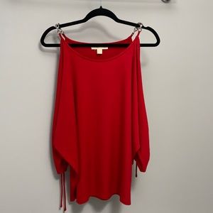 Michael Kors open shoulder 3/4 cinch sleeve top